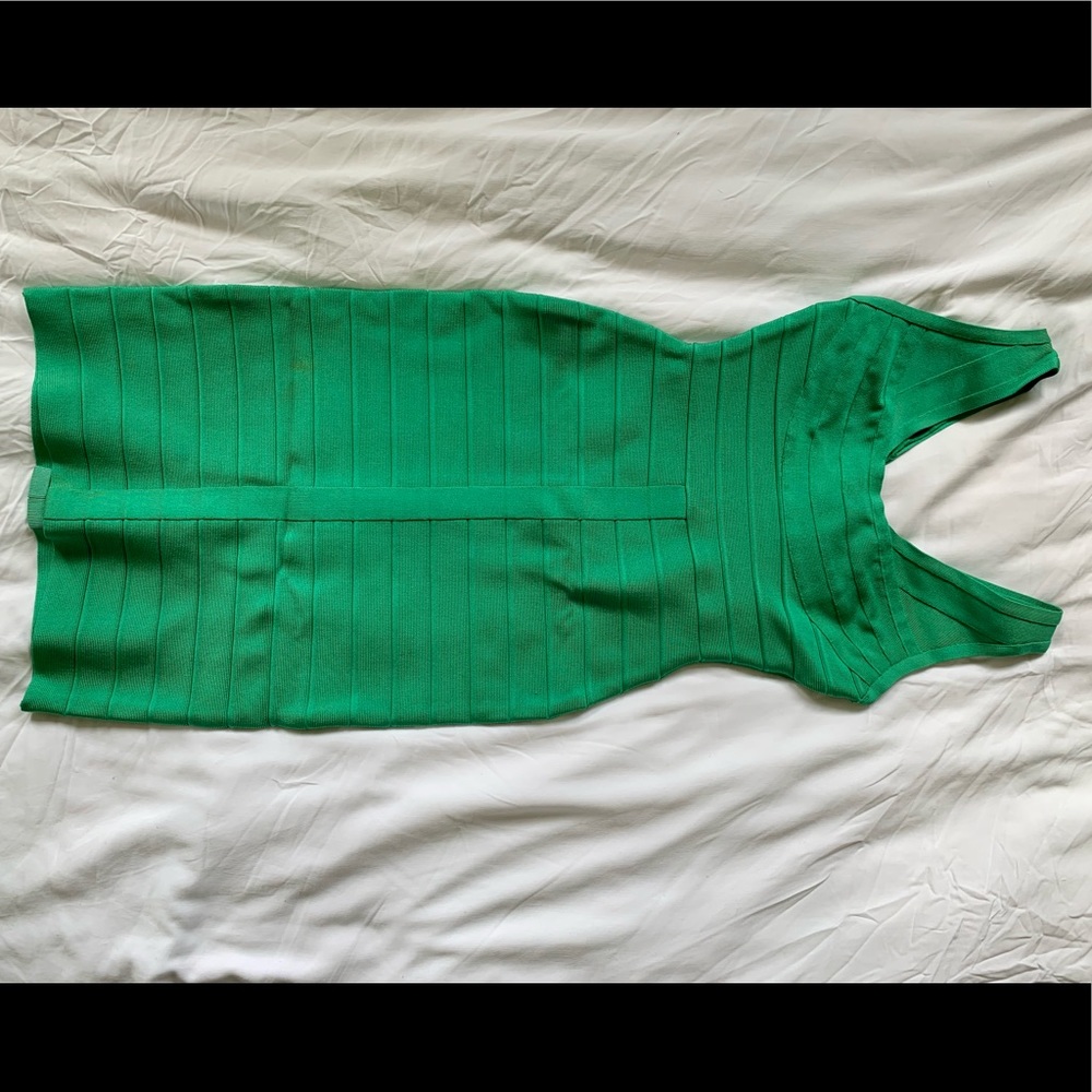 Herve Leger Kelly green bandage dress